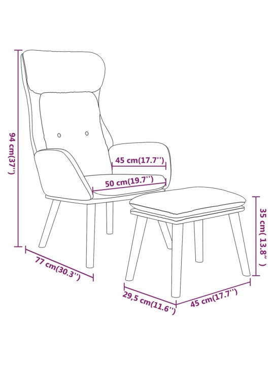 Relaxační křeslo s podnožkou černá umělá kůže a textil