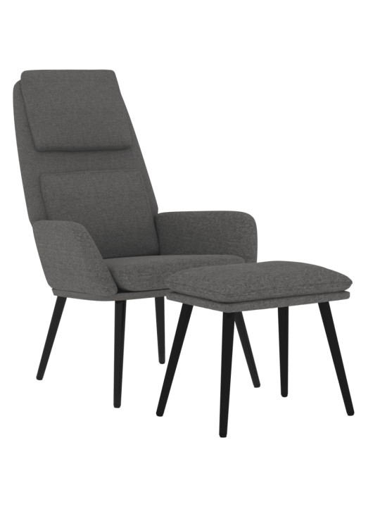 Relaxační křeslo se stoličkou světle šedé textil