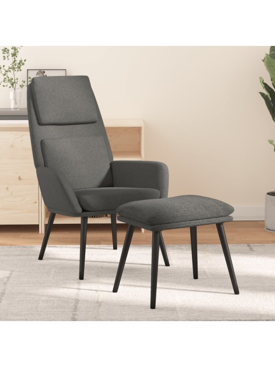 Relaxační křeslo se stoličkou světle šedé textil