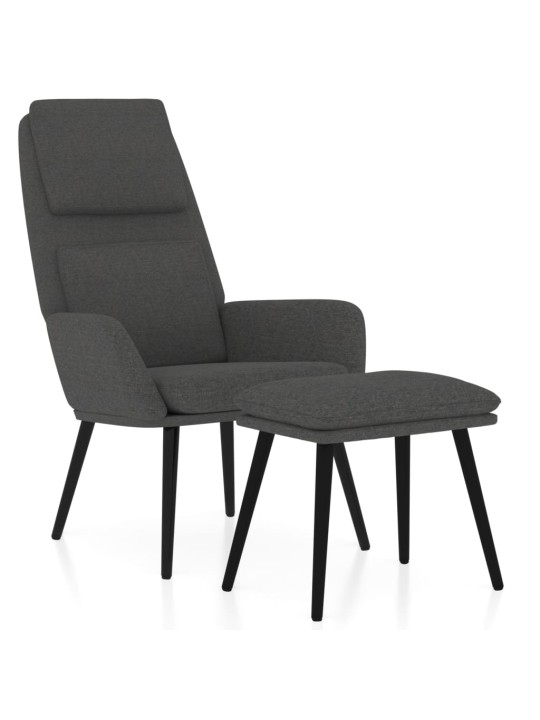 Relaxační křeslo se stoličkou tmavě šedé textil