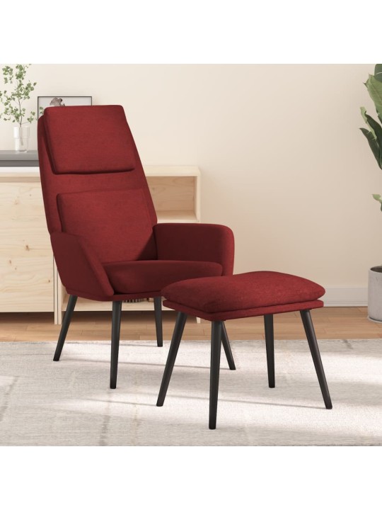 Relaxační křeslo se stoličkou vínové textil