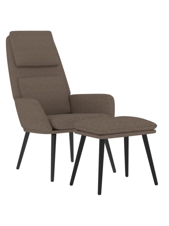 Relaxační křeslo se stoličkou taupe textil