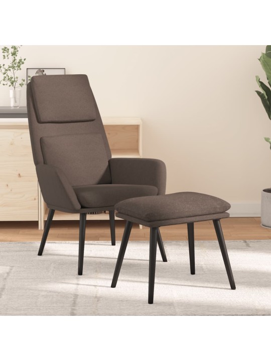 Relaxační křeslo se stoličkou taupe textil