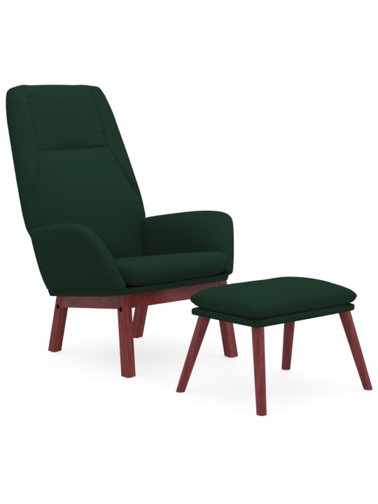Relaxační křeslo s podnožkou tmavě zelené textil