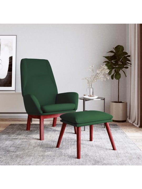 Relaxační křeslo s podnožkou tmavě zelené textil