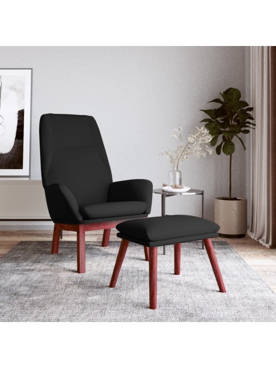 Relaxační křeslo s podnožkou černé textil