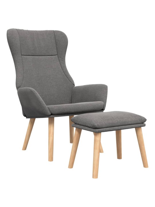 Relaxační křeslo s podnožkou světle šedé textil