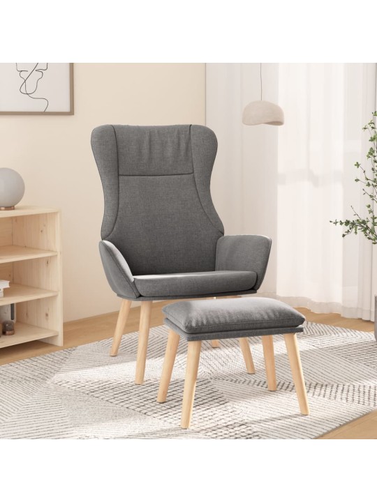 Relaxační křeslo s podnožkou světle šedé textil