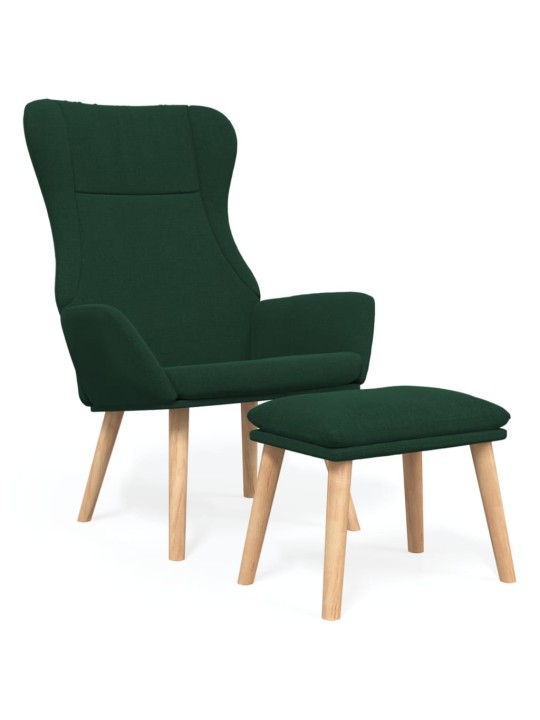 Relaxační křeslo s podnožkou tmavě zelené textil