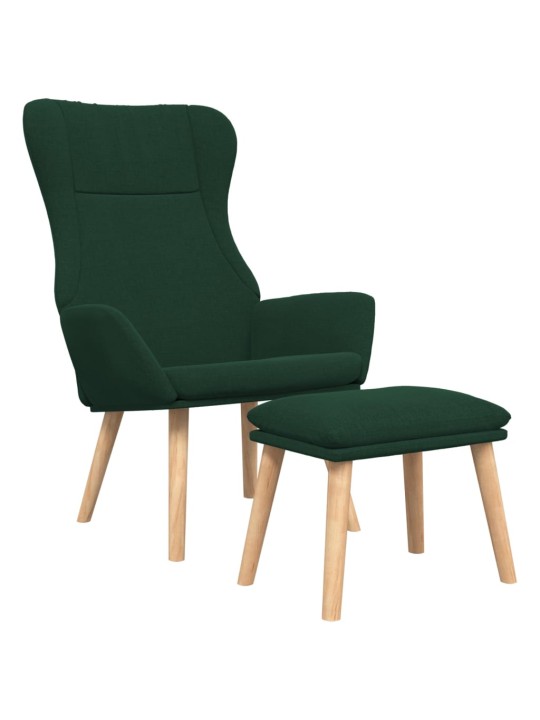 Relaxační křeslo s podnožkou tmavě zelené textil