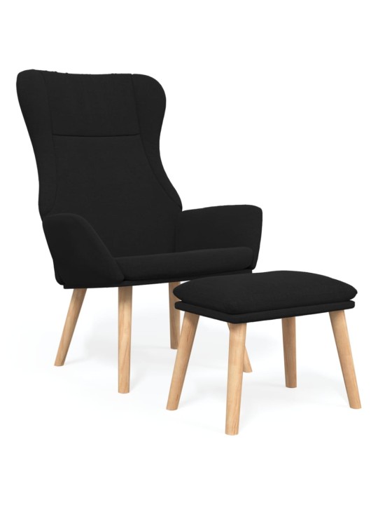 Relaxační křeslo s podnožkou černé textil