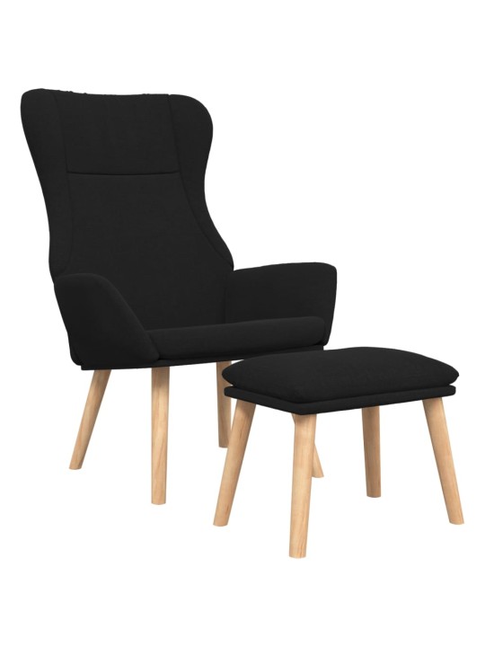 Relaxační křeslo s podnožkou černé textil