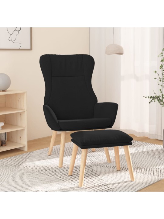 Relaxační křeslo s podnožkou černé textil