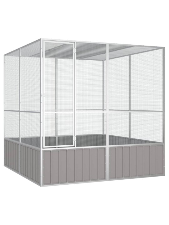 Ptačí klec šedá 213,5x217,5x211,5 cm pozinkovaná ocel