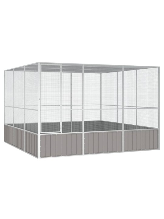 Ptačí klec šedá 302,5x324,5x211,5 cm pozinkovaná ocel