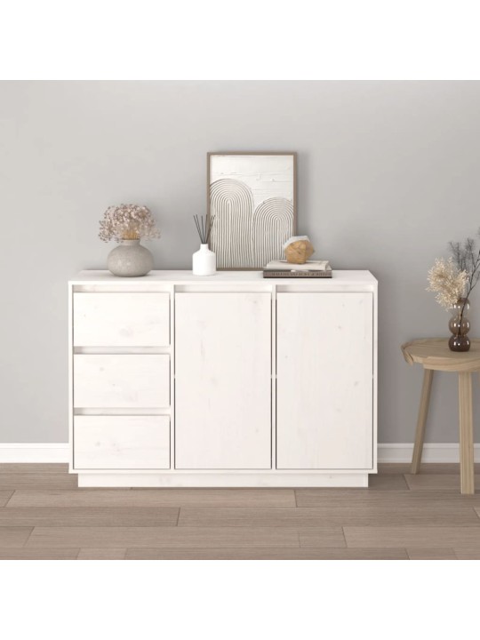 Příborník bílý 111 x 34 x 75 cm masivní borové dřevo