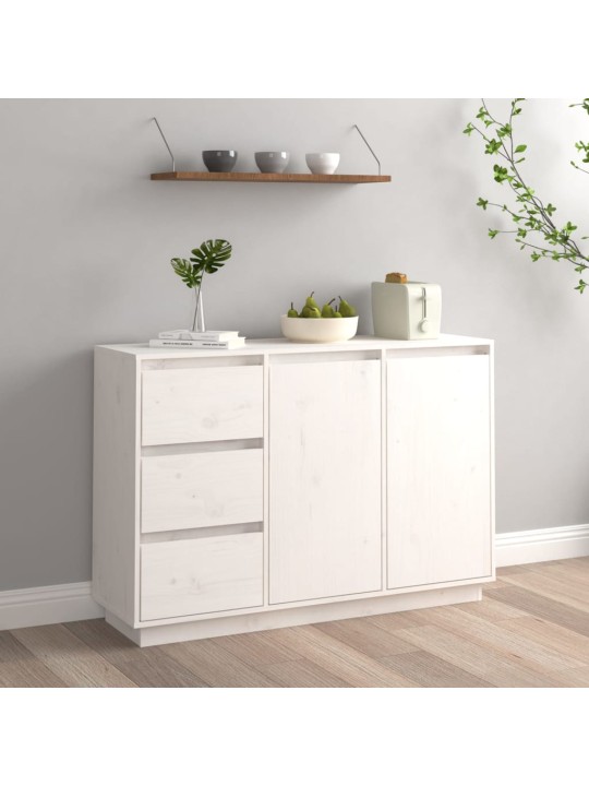 Příborník bílý 111 x 34 x 75 cm masivní borové dřevo