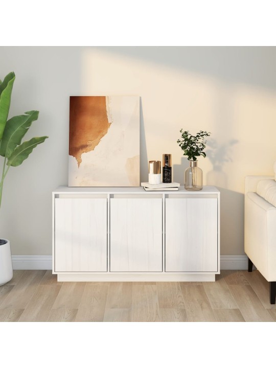 Příborník bílý 111 x 34 x 60 cm masivní borové dřevo