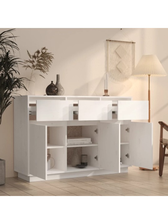 Příborník bílý 110 x 34 x 75 cm masivní borové dřevo