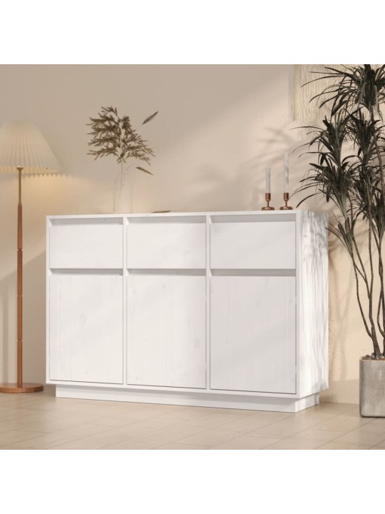 Příborník bílý 110 x 34 x 75 cm masivní borové dřevo