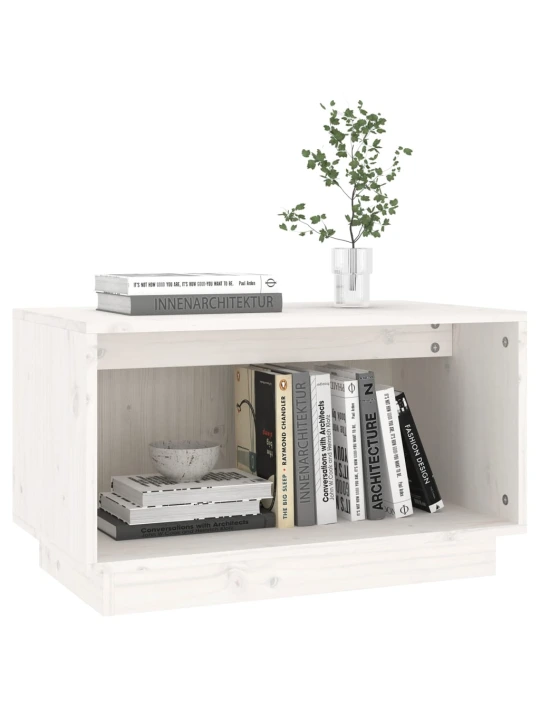 TV skříňka bílá 60 x 35 x 35 cm masivní borové dřevo