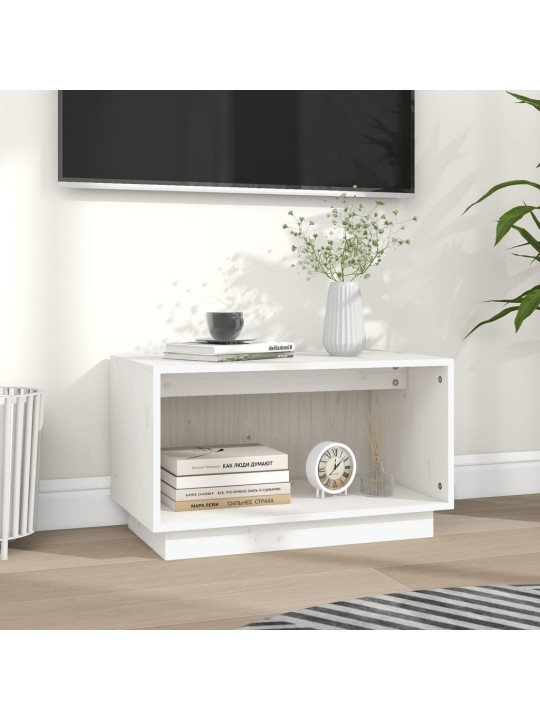 TV skříňka bílá 60 x 35 x 35 cm masivní borové dřevo