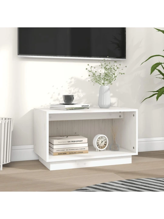 TV skříňka bílá 60 x 35 x 35 cm masivní borové dřevo