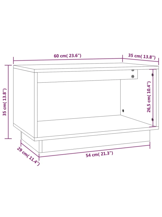 TV skříňka bílá 60 x 35 x 35 cm masivní borové dřevo