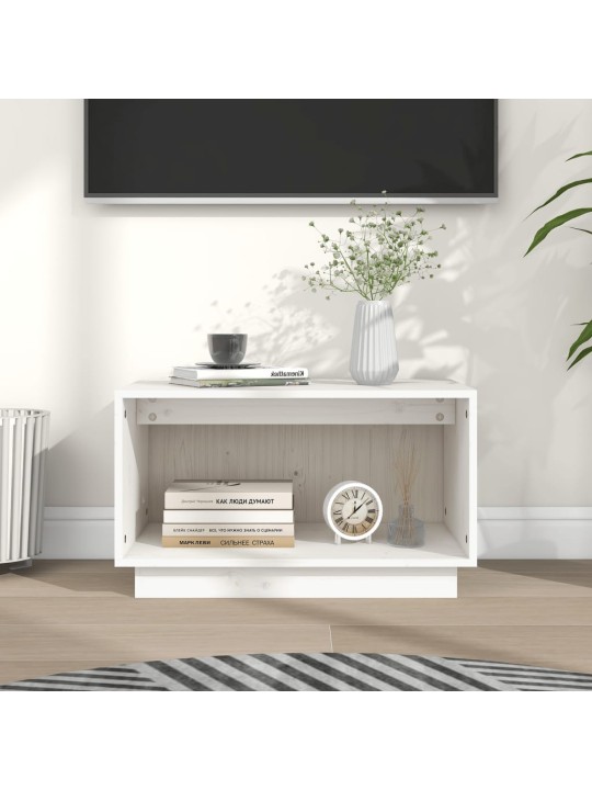 TV skříňka bílá 60 x 35 x 35 cm masivní borové dřevo