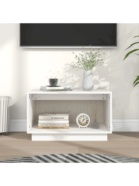 TV skříňka bílá 60 x 35 x 35 cm masivní borové dřevo