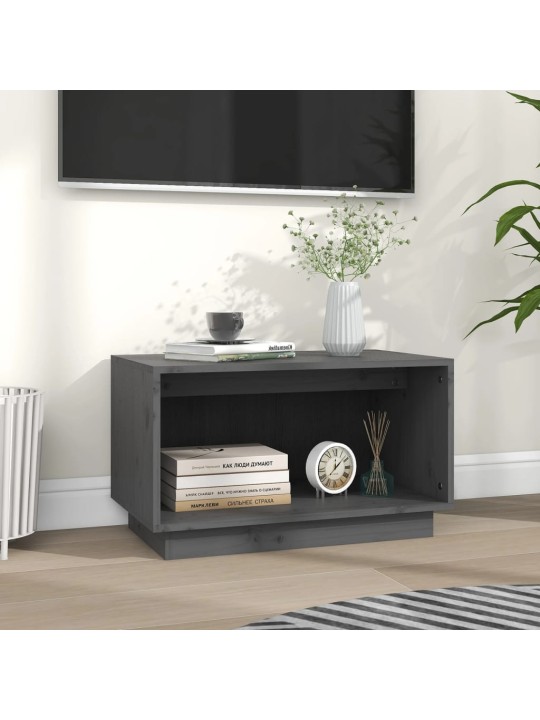 TV skříňka šedá 60 x 35 x 35 cm masivní borové dřevo