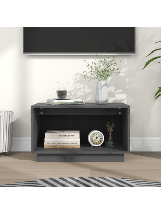 TV skříňka šedá 60 x 35 x 35 cm masivní borové dřevo