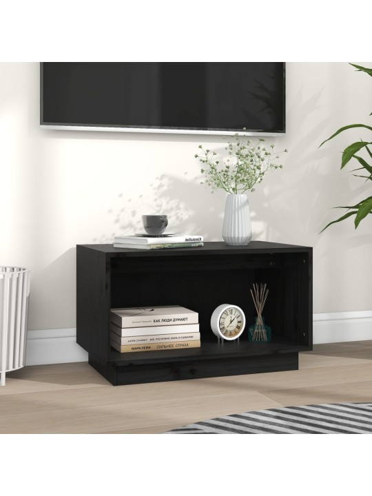 TV skříňka černá 60 x 35 x 35 cm masivní borové dřevo