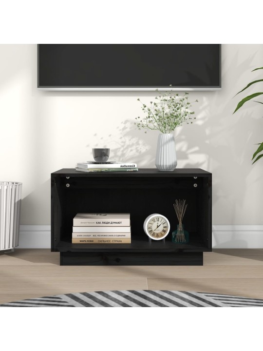 TV skříňka černá 60 x 35 x 35 cm masivní borové dřevo
