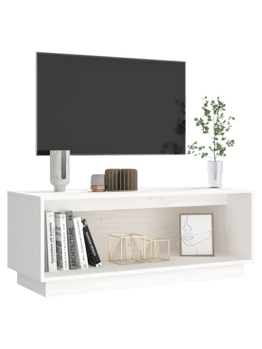 TV skříňka bílá 90 x 35 x 35 cm masivní borové dřevo