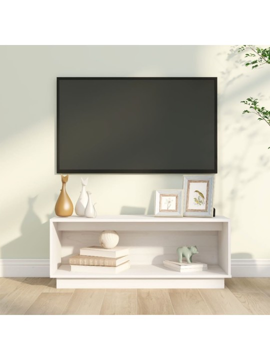 TV skříňka bílá 90 x 35 x 35 cm masivní borové dřevo
