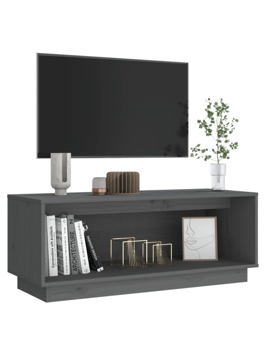 TV skříňka šedá 90 x 35 x 35 cm masivní borové dřevo