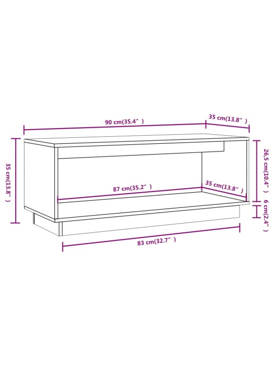 TV skříňka šedá 90 x 35 x 35 cm masivní borové dřevo