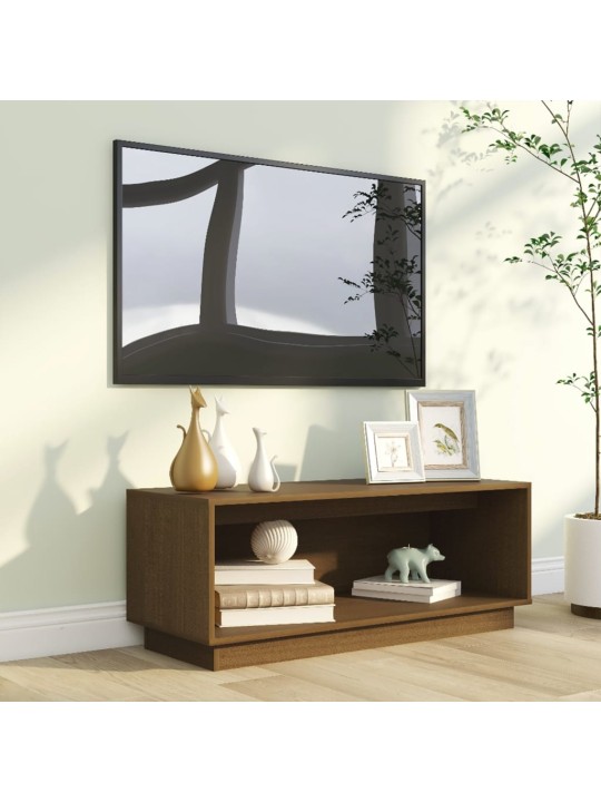 TV skříňka medově hnědá 90 x 35 x 35 cm masivní borové dřevo