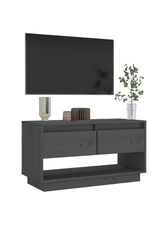TV skříňka šedá 74 x 34 x 40 cm masivní borové dřevo