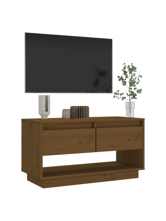 TV skříňka medově hnědá 74 x 34 x 40 cm masivní borové dřevo