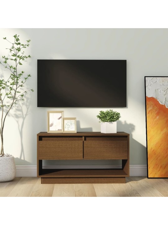 TV skříňka medově hnědá 74 x 34 x 40 cm masivní borové dřevo