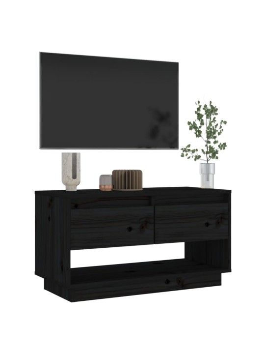 TV skříňka černá 74 x 34 x 40 cm masivní borové dřevo