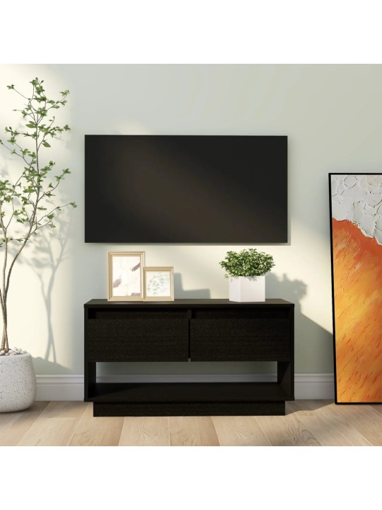 TV skříňka černá 74 x 34 x 40 cm masivní borové dřevo