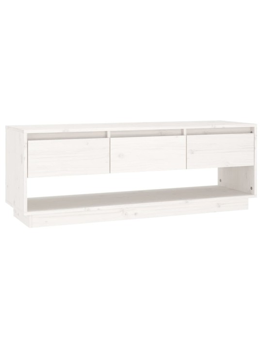 TV skříňka bílá 110,5 x 34 x 40 cm masivní borové dřevo