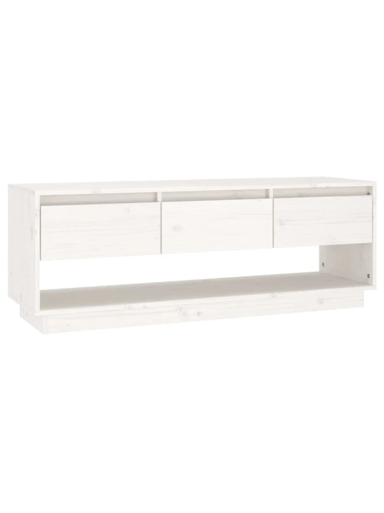 TV skříňka bílá 110,5 x 34 x 40 cm masivní borové dřevo