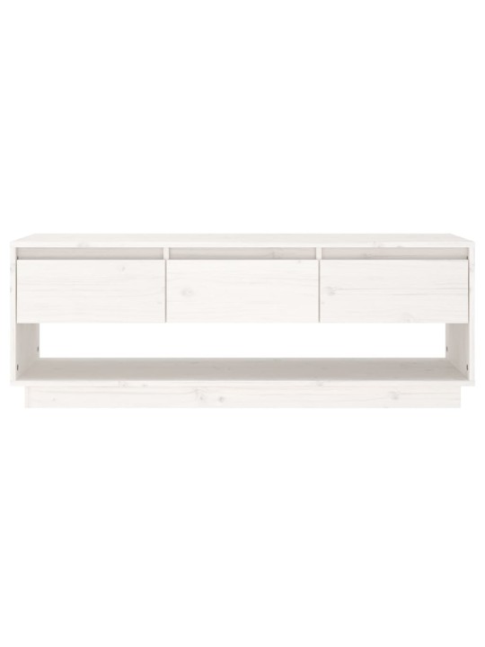TV skříňka bílá 110,5 x 34 x 40 cm masivní borové dřevo