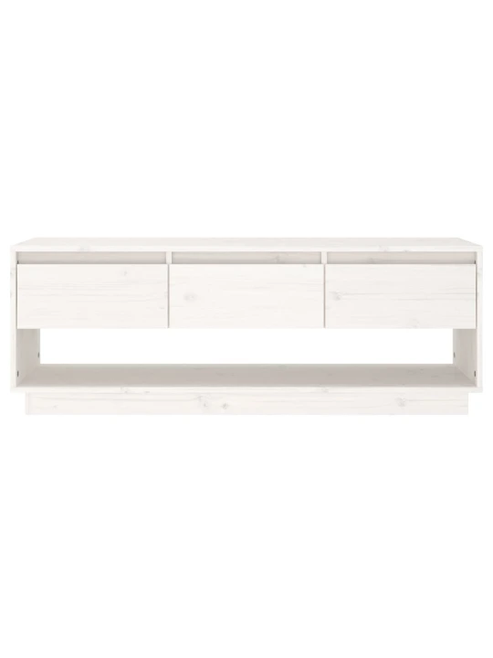 TV skříňka bílá 110,5 x 34 x 40 cm masivní borové dřevo