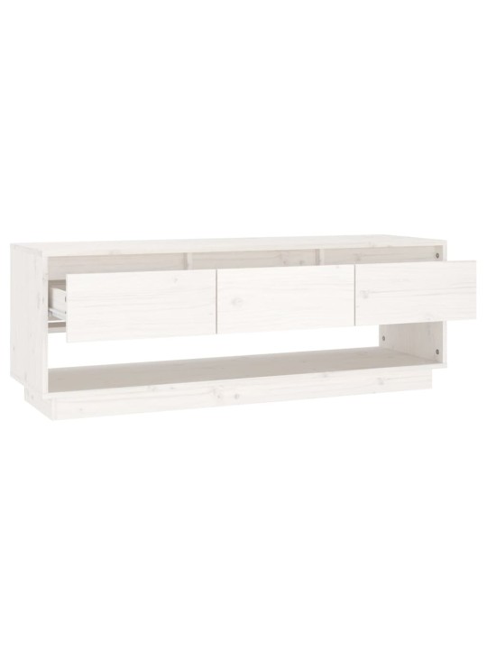 TV skříňka bílá 110,5 x 34 x 40 cm masivní borové dřevo
