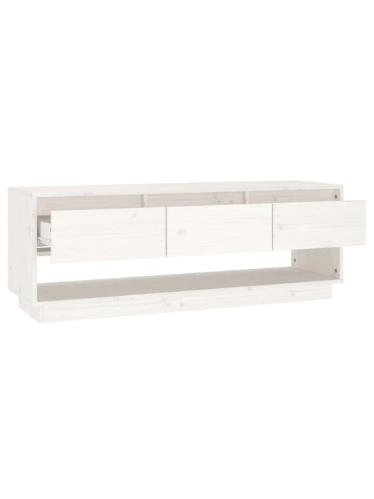 TV skříňka bílá 110,5 x 34 x 40 cm masivní borové dřevo